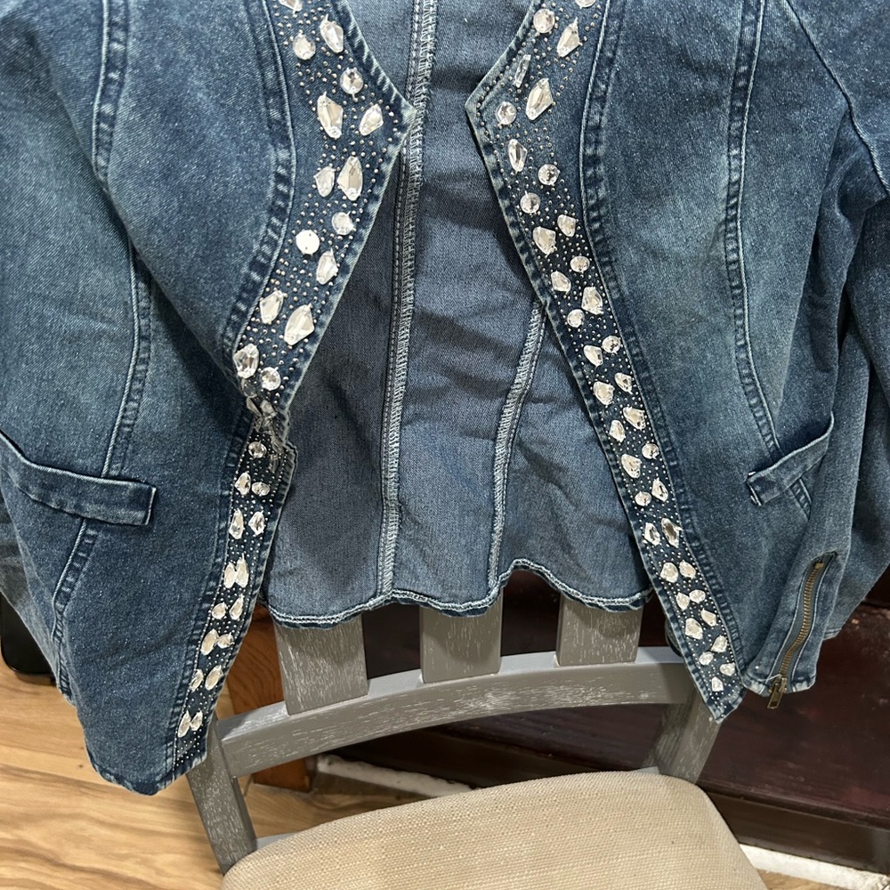 Embellished Gem Jean Jacket Medium